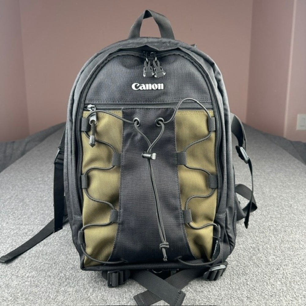 Canon Deluxe Photo Backpack 200EG Black Olive Green DSLR Camera Bag Case